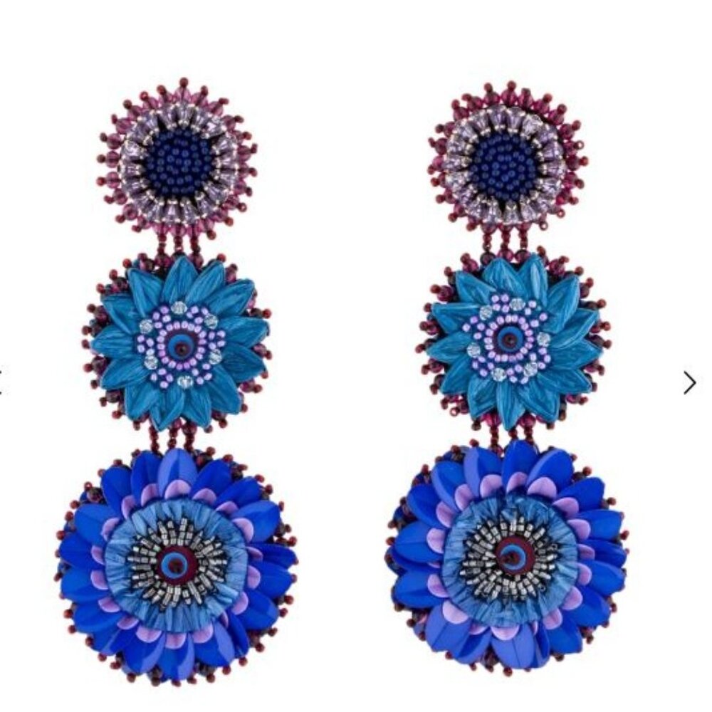 Mignonne Gavigan Molly Rhinestone Waterfall Earrings Blues Purples Neutrals - Picture 2 of 7